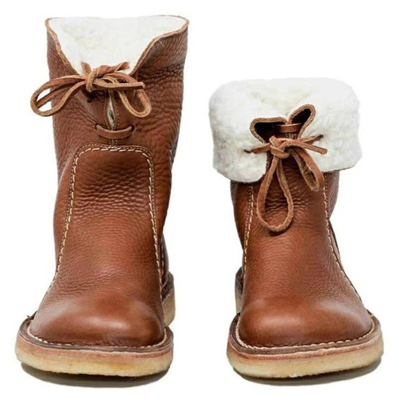 Konf | Wasserdichte Fleece-Lederstiefel mit Wollfutter