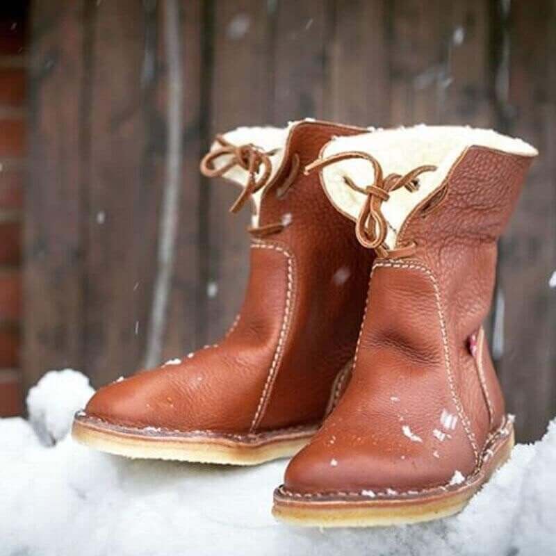Konf | Wasserdichte Fleece-Lederstiefel mit Wollfutter