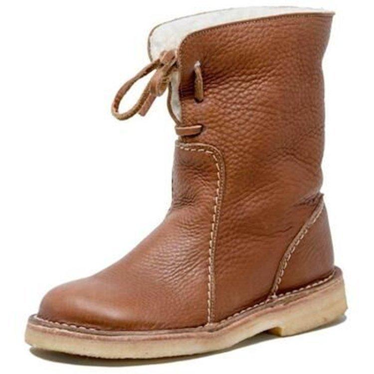 Konf | Wasserdichte Fleece-Lederstiefel mit Wollfutter
