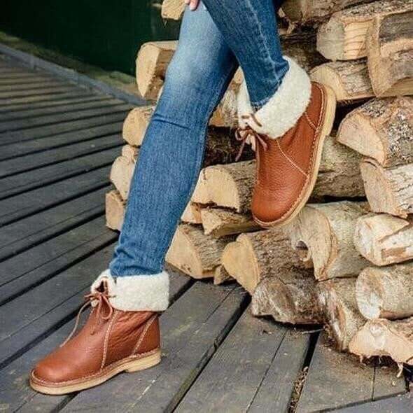 Konf | Wasserdichte Fleece-Lederstiefel mit Wollfutter